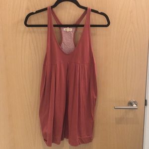 Silence + Noise embroidered back tank, burnt red